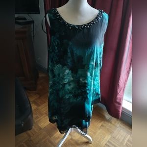 NWT blue green  beaded floral dress size 14 by SL fashions